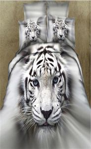3D White Tiger Bettwäsche Sets Duvet Cover Set Bett in einem Beutelblattbettspezifische Doona Quilt Decke Leinen Queen Size Full Double 4pcs282y3841193