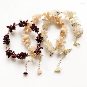 Dekorativa figurer Garnet Crystal Beads Sunstone Armband Gold Rutilated Quartz Chips Tumble Stones 14K Wire Wrapped Handmade 1 Piece