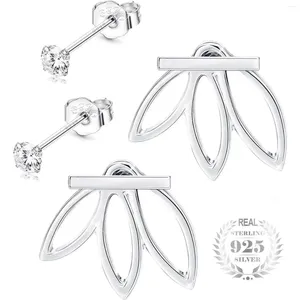 Orecchini per borchie Fansilver Sterling Silver for Women 14k Gold Pastod Stucchette Cubic Zirconia Small