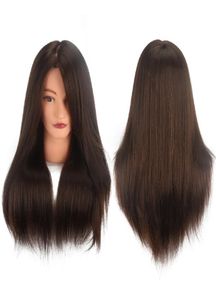 18 tum Brown 100 Real Human Hair Training Hair Dresser Mannequin Heads Doll Head Långt hår Frisyr Övning Huvud Beauty2290349