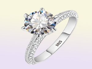 Yanhui Luxury 2ct 2ct Moissanite Свадебные обручальные кольца для невесты 100 Реал 925 серебряных колец женщины