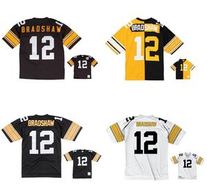 Stitched Football Jerseys 12 Terry Bradshaw 1975 Mesh Legacy Pensionerade Retro Classics Jersey Men Women Youth S-6XL