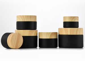 10g 30g 50g black Frosting cream bottle cosmetic glass bottles jars with Wood grain cover travel sub bottling set7109472