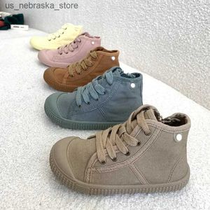 Sneakers Children Casual Shoes Unisex Classic High Top Girls Boys Canvas Ny 2024 LACE UP FÖR KIDS BARN STUDENT Q240412