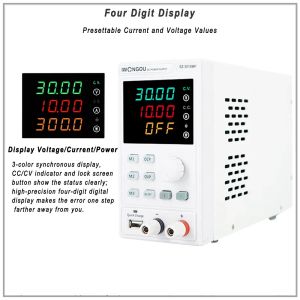 Iwongou Lab Power Supplyプログラム可能なDCベンチソース30V 10A可変フォンテ規制電源ディスプレイ現在30V5Aソース