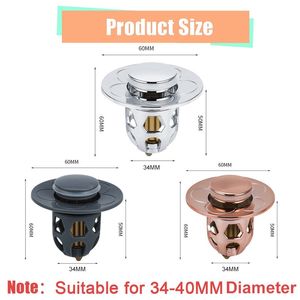 Badrumsavlopp Stopper Mässing Pop-up Bounce Core Basin Drain Filter Ventil Hårfångare Dusch Sink Siler Bath Plug Drain Cover