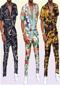 Vintage Printed Herren Tracksuits Mode Casual Short Sleeve Shirts und Long Hosen Outfits Sommer zweiteilige Sets5687708