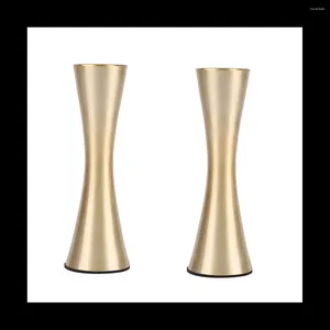 Decorative Figurines Brass-Toned Metal Vase Small Flower 2 Modern Decor Wedding Or Gift(Gold)