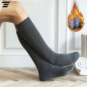 Çorap 6pcs = 3 çift erkekler kış sıkıştırma stoklama sıcak sıcak diz yüksek uzun bacak terry çorap pamuk kalınlaştırıcı kapak çorapları boyut 3844