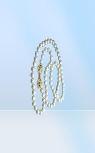 ハンドノットナチュラル89mm白い淡水真珠のネックレスセーターチェーンロング80cmファッション7362978