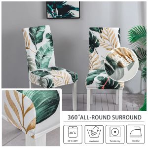 Waterproof Printed Chair Covers Nordic Style Removable Seat Chair Cover High Stretch Decorative Cover For Dining Room Wedding