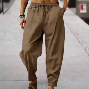 Men's Pants Elasticated Waistband Wide Leg Striped Sweatpants With Elastic Waist Deep Crotch For Sports Leisure Soft Breathable