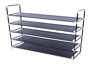 5 Tier Shoes Rack Stand Storage Organizer Nonwoven Tyghylla med hållare Stackbart garderobsfartyg från USA5682415