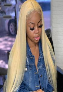 613 Blonde Lace Front Human Hair Wigs прямой HD прозрачный кружево 13х4 предварительно сорвано 150 бразильских ручных волос