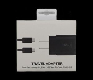 2 в 1 OEM -зарядных устройствах примечание 10 USB C Кабель быстрого зарядки 1M 3 -футовый EU US Quick Charger 20W Power Wall Blug 25 Вт для Samsung Galax3364894