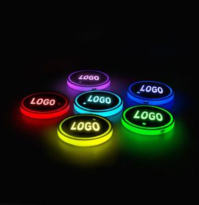 2PCS LED CAR CUP HOLDER LOGO LOGO для Nissan Ford Mercedes Jeep USB Зарядка Милые Костюма Coaster Accessories7494233