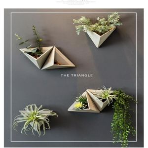 Triangular flower Vases apparatus Retro American Cement Simulated Flowers Pot Wall Hanging of Polyporous Plants in Restaurant2591