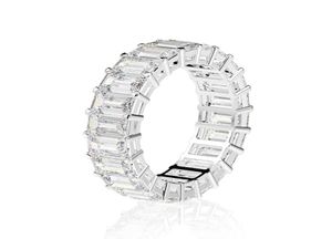 Eternity Emerald Cut Lab Ring Diamond 925 Sterling Silver noivado de noivado de casamento para mulheres Jóias Presente2574412