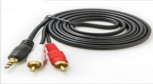 15m AV kabel 35 mm gniazdo do 2 adaptera RCA rozdzielacz kabli do komputerowego głośnika Connecctor kabel audio7292220