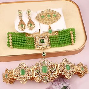 Turkish Caftan Wedding Jewelry Set Gold Plated Ethnic Birhe Accesorios Mujer Collar Y Aretes Arabiska muslimska uppsättningar Bijoux Femme 240412