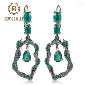 Dangle Earrings Gem's Ballet Natural Green Agate Gemstone 925 Sterling Silver CreativeCreativeDmade Snake Drop for Women Bijoux