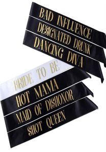 7PCS Lot Bachelorette Sashes Bride to Be Sash Wedding Bridal Bachelorette Party Dekoracje dostarczania Favors Short Queen MAMA335V2343578