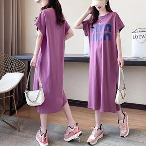 Casual Dresses Summer Short Sleeve T Shirts For Girls Cotton Letter Dress Womens Kläder Kvinna Plus Size Shirt Outfits