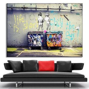 Fashion Life ist kurze Banksy Canvas Malt Wandbilder für Wohnzimmer Wandkunstdekoration Bilder Poster und Druck unfriMed3287944