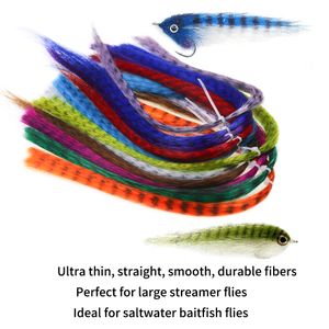 4Packs Black Barred Synthetic Hairs Zebra Grizzly Minnow Fiber para grandes streamers de água salgada Flies Flies Material de amarração