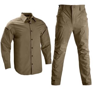 Pantolon taktik gömlek erkek pantolon askeri savaş üniforma kamp gömlekleri iş setleri hafif avcılık takım elbise açık kıyafetler ordu kıyafeti