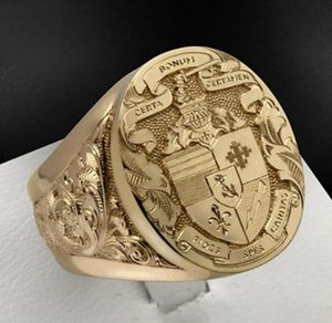 Luxury Gold Plated Coat of Arms Sweet Signet graverade ringar för män Kvinnor Hip Hop Dance Party Court Style Ring Smycken Gift89802904778948