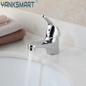 Banyo Lavabo Muslukları Yanksmart Chrome Cilalı Havza Musluk Güverte Montajlı Tek Saplı Delik Soğuk Su Mikseri Olağanüstü