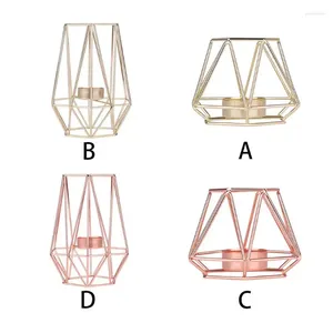 Candle Holders Modern Nordic Style Wrought Iron Hollow Out Geometric Structure Tealight Drop