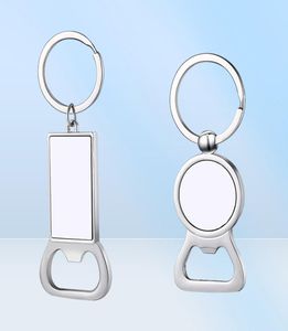 10 Pieces Sublimation Blank Beer Bottle Opener Keychain Metal Heat Transfer Corkscrew Key Ring Household Kitchen Tool 5551256