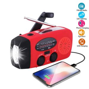 Radiouppgradering Multifunktion Radiohand Crank Solar USB Typec FM/AM/NOAA WB Väder Radio Emergency Ficklight 2000 MAH Mobile Power