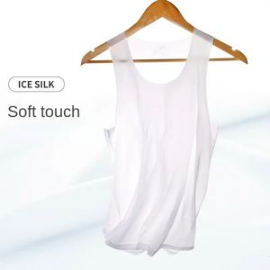 Canotte di seta di ghiaccio tops senza cuciture battitore senza maniche per palestra di tee ginnastica Ashirt mens biancheria intima sexy gilet casual magliette 240412