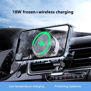 Ladegeräte Ryra Car Phone Ladegerät 18W Wireless Ladekühlhalter Auto AIR -Entlüftungsunterstützung Magnetischer Halbleiter Telefonkühler