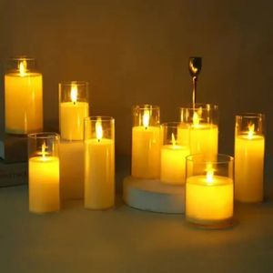 Real Flameless Candles Led Electronic Candle Pillar Set Operated Remote Control Light 240412