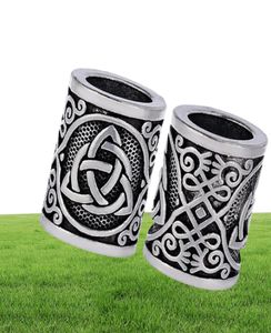 5pc Antique Antique Argento Craccia Berba Dreadlock Rings Rings Tube Viking Rune Charm Ciondo