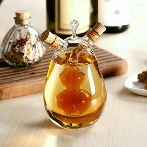 Storage Bottles Creative Seasoning Bottle 2-in-1 Glass Oil Pot Kitchen Gourd Shape Control Sauce Vinegar Cooking Light Luxury