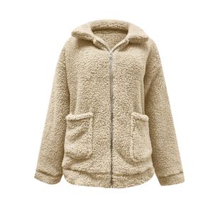 Elegant björn teddy faux päls kappa kvinnor 2023 hösten vinter tjock varm mjuk fleece jacka kvinnlig fickdragare rock veste femme