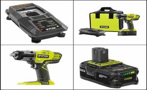 RYOBI Impact Wrench Kit 18Volt 12 in LED Light Brushed Motor Cordless 3Speed9987222