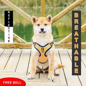 Dog Apparel Pet Breathable Mesh Vest Harness Leash Reflective Adjustable Chest Strap For Large Solid Walking Lead Rope Pug 3M Seat Belt