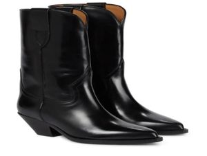 Paris Isabel Dahope Leather Western Boots Marant Fashion Show Stars Scarpe Italia in pelle nera Perfect3452306