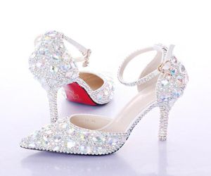 O mais novo Crystal Rhinestone Shiny High Heel Feminino Lady039S Mulheres Mulheres Noite de Prom do Prom do Prom do Clube do Clube do Clube de Casamento Sapatos de dama de honra9378388