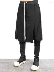 Erkek pantolon yüksek kaliteli niş tasarımcı tarzı karanlık bahar ve yaz ince yelek asılı kasık cheongsam beşinci gevşek culotte erkekler