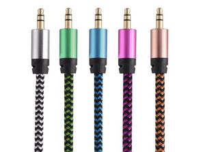 Car O Aux Kabel przedłużenia Nylon Braided 3ft 1M Połączowe podnośnik stereo gniazda 3,5 mm męski ołów na smartfon7298379