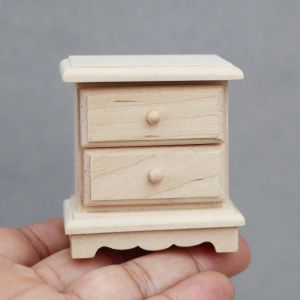 1:12 Dollhouse Miniature Bedside Table Side Cabinet Nightstand Drawer Cabinet Model For Doll House Decor Accessories Toys