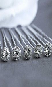 10pcs Masna ślub Perła Perła Flower Clear Crystal Rhinestone Hair Pins Clips Druhna Hairwear Jewelry Akcesoria H02471337