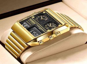 Wristwatches 2022 New Creative Square Watch Men Top Brand Luxury Digital Fashion Dual Display es For Relogio Masculino 2207231697506